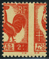 Neuf Sans Charnière 2f Rouge Coq Impression Au Recto Et à Cheval Au Verso, TB - Andere & Zonder Classificatie