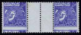 Neuf Sans Charnière N° 396, 50c Bleu, Paire Hor Inte-rpanneau Avec Piquage à Cheval, T.B. - Autres & Non Classés