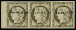 Neuf Avec Charnière N° 12E, 30c Variété Petit G à Guadeloupe Dans Une Bande De 3ex Bdf, Superbe, Signé Brun, Rare, Maury - Sonstige & Ohne Zuordnung