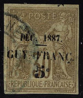 Oblitéré N° 7, 5c Sur 30c De 1877, Déc. 1887, T.B. Signé Calves - Autres & Non Classés