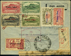 Lettre N° 187/88, 7 Val Différentes France Libre S/LR De Déc 1943 + Cachet Réouverture De La Ligne Aérienne Pour Madagas - Otros & Sin Clasificación