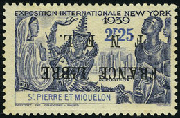 Neuf Sans Charnière N° 282A, 2f25 New York, Surcharge France Libre Renversée, T.B. Signé Calves - Sonstige & Ohne Zuordnung