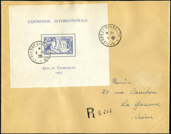 Lettre N° 1, Le Bloc Expo De Paris, Sur Lettre Recommandée De Saint-Pierre-et-Miquelon (4.5.38) Pour La Garenne-Colombes - Andere & Zonder Classificatie