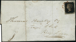 Lettre N° 1. 1p Noir (lettre Q.D.) Sur Lettre, Oblitéré Croix De Malte Rouge. Au Verso CàD St-Andrews Feb 7 1841. Superb - Other & Unclassified