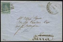 Lettre N° 5, 2cr Bleu Sur Lettre De Livourne, Pour Siena Dec 1855, TB - Sassone 900 € - Sonstige & Ohne Zuordnung