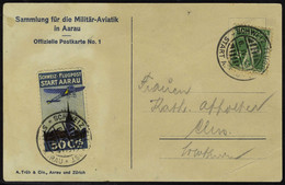 Lettre Précurseur Start Aarau, Sur CP Officielle Illustrée (Flugtag In Aarau 1913) Càd Start Aarau 6.IV.13, T.B. SBK N°  - Autres & Non Classés