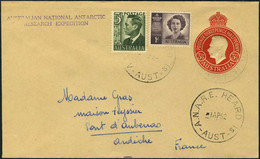 Lettre N° 155+173C S/Entier Postal à 3 1/2p, CàD A.N.A.R.E. Heard Is. Austr. 1 Ap 52, Cachet Australian National Antarct - Sonstige & Ohne Zuordnung