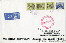 Lettre Pli Zeppelin 1929 First Round-The-World Flight Tokyo 1929, Au Verso Lakehurst 29/8/29, T.B., Rare - Otros & Sin Clasificación