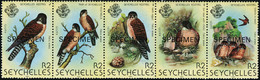 Neuf Sans Charnière N°429/433. La Série Oiseaux. Bande De 5 Surchargés SPECIMEN. T.B. - Sonstige & Ohne Zuordnung