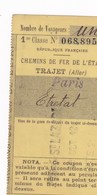 Chemins De Fer De L'Etat Trajet PARIS A ETRETAT  28 Octobre 1912 Bon Pour 1 Voyageur En 1er Classe - Europa