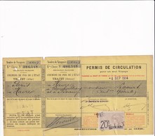 Chemins De Fer De L'Etat Trajet PARIS Au HAVRE à Montivilliers Et Fécamp 4 Sept 1914 Permis De Circulation .Timbre - Europe