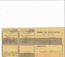 Chemins De Fer De L'Etat Trajet PARIS Au HAVRE à Montivilliers Et Fécamp 4 Sept 1914 Permis De Circulation . - Europe