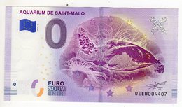 2019-3 BILLET TOURISTIQUE FRANCE 0 EURO SOUVENIR N° UEEB004407 AQUARIUM DE SAINT MALO Tortue - Pruebas Privadas