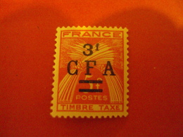 CFA - Réunion , TAXES  Neuf N°   40-   Charnière "   Gerbes De Blé 3 F Rouge "       Net   4   Photo   3 - Segnatasse