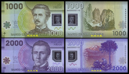 Chile 1000-2000 Pesos, (2012),AA Prefix And Low 3 Digit S/N #101, Matching S/N, Polymer, UNC - Chile