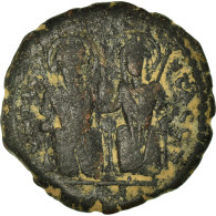 Monnaie, Justin II, Demi-Follis, 574-575, Constantinople, TB+, Cuivre, Sear:361 - Bizantine