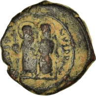 Monnaie, Justin II, Demi-Follis, 569-570, Thessalonique, TB+, Cuivre, Sear:365 - Byzantinische Münzen