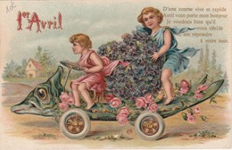 CARTE FANTAISIE  ENFANCE  - AUTOMOBILE  1ER AVRIL - GAUFREE - Cartes Humoristiques