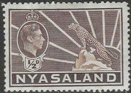 Nyasaland. 1938-44 KGVI. ½d Brown MH. SG 130a - Nyassaland (1907-1953)