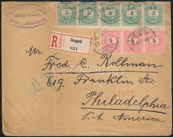 1895 Ajánlott Levél 5 X 3kr + 3 X 5kr Bérmentesítéssel 'SZEGED' - Philadelphia (USA) - Sonstige & Ohne Zuordnung