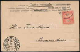 1900 Képeslap Turul 10f Bérmentesítéssel Argentínába Küldve, 'LISBOA CENTRAL' átmenő Bélyegzéssel - Otros & Sin Clasificación