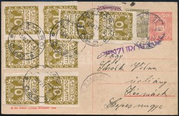 1921. ápr. 10f Díjjegyes Levelezőlap Arató 10f + 40f Díjkiegészítéssel 'BUDAPEST' - Késmárk, Ott 8 Db 10 Hell Csehszlová - Otros & Sin Clasificación