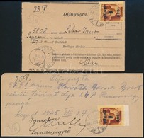 1945.08.27. Ugyanarról A Napról 2 Db Távirati Díjnyugta, Nyomtatva és Kézzel írva - Otros & Sin Clasificación