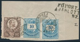 1871 Réznyomat 15kr + 1874 2 Db Színesszámú 10kr Vegyes Bérmentesítés Ajánlott Levél Kivágáson 'BUDAPEST FŐPOSTA' - Otros & Sin Clasificación