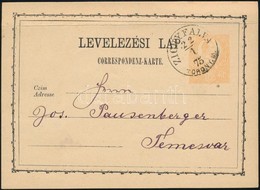 1875 Díjjegyes Levelezőlap 'ZICHYFALVA TORONT. M.' (Gudlin 250 Pont) - Sonstige & Ohne Zuordnung