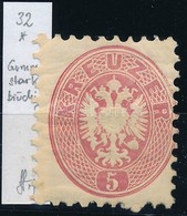 * 1864 5kr Elfogazással, Erősen Töredezett Eredeti Gumi. Azonosítás: Strakosch - Otros & Sin Clasificación