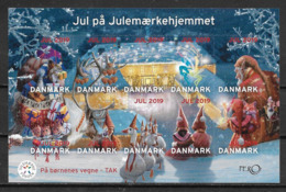 Bloc De 10 Vignettes De Noël Du Danemark 2019 Adhésives - Errors, Freaks & Oddities (EFO)