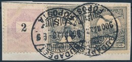 1900 2kr + Turul 2 X 1f Vegyes Bérmentesítés Kivágáson - Otros & Sin Clasificación