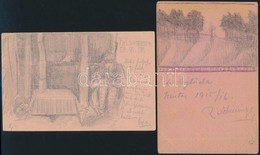 1915 2 Db Rajzolt Tábori Posta Levelezőlap - Sonstige & Ohne Zuordnung