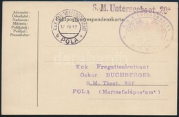 1917 Tábori Lap / Field Postcard 'S.M.U. 20' + 'S.M. Unterseeboot 20' +'MFP POLA D' - Sonstige & Ohne Zuordnung