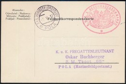 1917 Tábori Lap / Field Postcard 'K.U.K. I. GESCHWADERKOMMANDO' +  'MFP POLA M' - Sonstige & Ohne Zuordnung