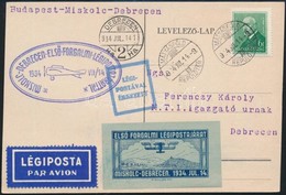 1934 Légi Levél Budapest-Miskolc-Debrecen Első Forgalmi Légiposta Hálózat - Otros & Sin Clasificación