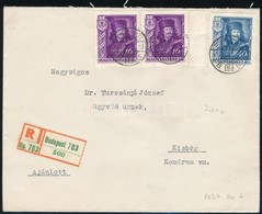 1937 Ajánlott Levél Rákóczi Bélyegekkel / Registered Cover With 3 Stamps Franking - Sonstige & Ohne Zuordnung