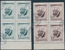 O 1955 Bartók 2 Féle 1Ft Négyestömb Az Ismert Lemezhibával - Sonstige & Ohne Zuordnung