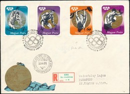 1973 Olimpiai érmesek Sor 4 értéke FDC-n, A 60f A Fekete Szín Elcsúszásával - Other & Unclassified