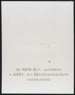 ** 2000/49 2001 évi Bélyegkatalógus Emlékív Felülnyomatának Karton Próbanyomata + Tanúsítvány - Other & Unclassified