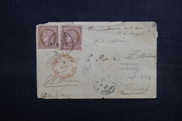 GUYANE - Affranchissement Cérès X 2 Sur Enveloppe En Tarif Militaire De Cayenne Pour La France En 1882  - L 51626 - Cérès