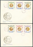 1964 Római Olimpia Fogazott + Vágott Sor + Blokk 7 Db FDC-n - Otros & Sin Clasificación