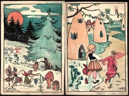 Andor Loránt (1906-1966): Illusztráció (11db). Tus-akvarell, Papír, Jelzett, 7×17-22×14 Cm - Sonstige & Ohne Zuordnung