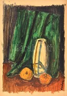 Czeizek György (1953-1980): Asztali Csendélet. Tempera, Papír, Jelzett, 35×24,5 Cm - Otros & Sin Clasificación