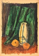 Czeizek György (1953-1980): Asztali Csendélet. Tempera, Papír, Jelzett, 35×24,5 Cm - Other & Unclassified