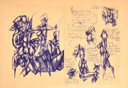 Czeizek György (1953-1980): Női Aktok (tanulmány). Toll, Papír, Jelzett, 30×41 Cm - Sonstige & Ohne Zuordnung