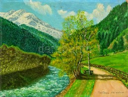 Katona Jelzéssel: Alpesi Táj. Olaj, Farost, 30×40 Cm - Otros & Sin Clasificación