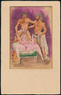 Jelzés Nélkül: Pornográf Jelenet. Akvarell, Papír, 15×10 Cm - Otros & Sin Clasificación
