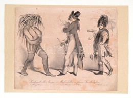 Cca 1800 'Geschmackvolle Anzüge Zu Maskenbällen In Seinen Gesellschaften', Karikatúra, Litográfia, Kartonon, 20x25 Cm - Other & Unclassified