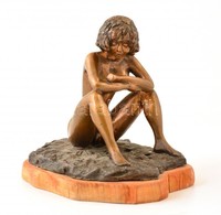 Papp Zsuzsa (1952-): Gyémánt. Bronz, Jelzett, Fa Talapzaton, M: 15 Cm, 17×12 Cm - Otros & Sin Clasificación